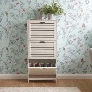 GFW Bergen Three Tier Shoe Cabinet  White | Bed Sava