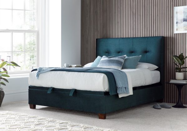 Kaydian Walkworth Fabric Ottoman Bed Frame in Ocean Blue Kingsize | Bed Sava