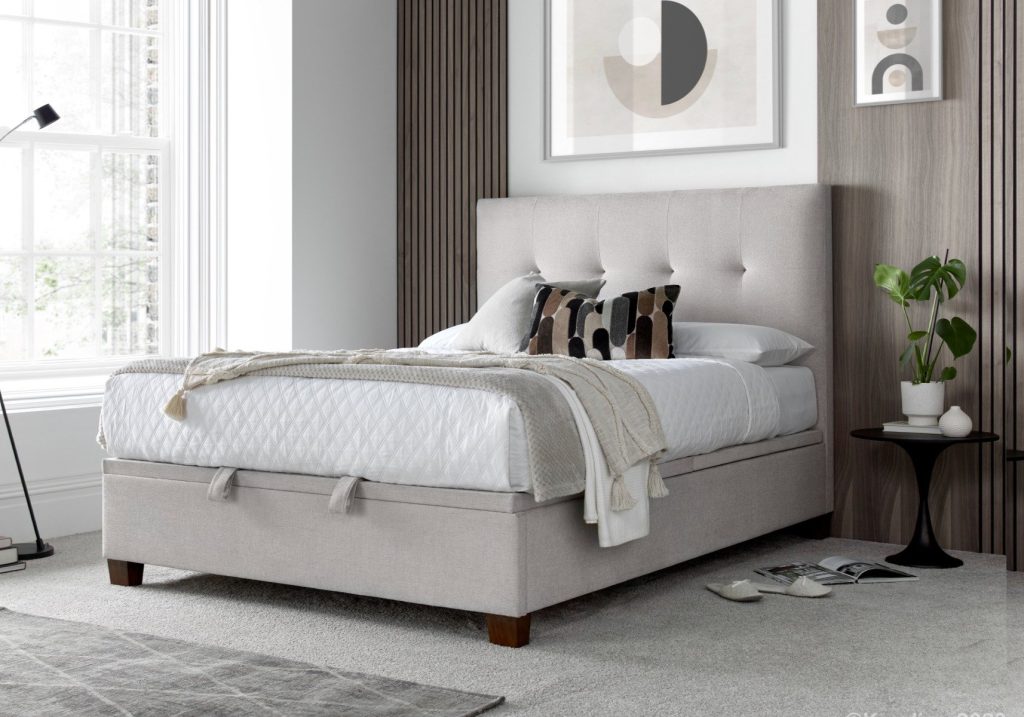 Kaydian Walkworth Fabric Ottoman Bed Frame in Clay Maskat-Kingsize