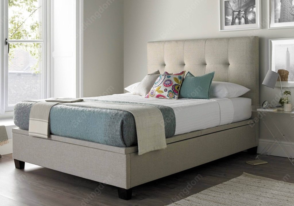 Kaydian Walkworth Fabric Ottoman Bed -Oatmeal -Double