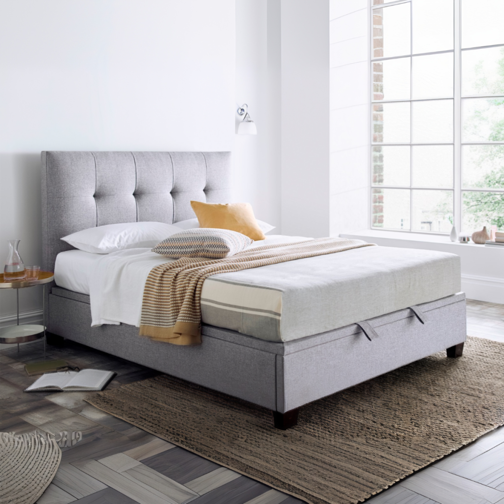 Kaydian Walkworth Ottoman Bed Frame in Marbella Grey Double | Bed Sava