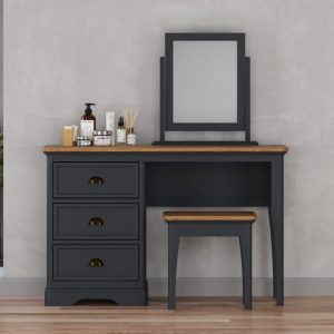 Bridstow Oak and Blue Painted Dressing Table Set | Bed Sava