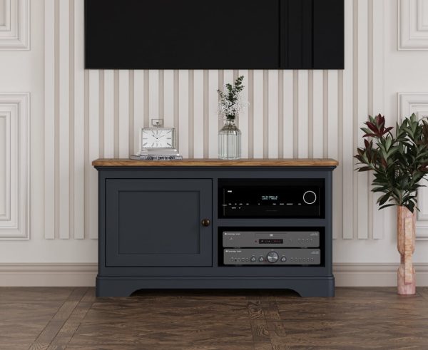 Bridstow Oak and Blue Painted Small TV Cabinet | Bed Sava