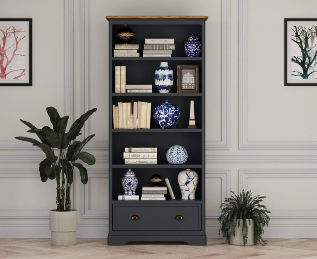 Bridstow Oak and Blue Painted Tall Bookcase