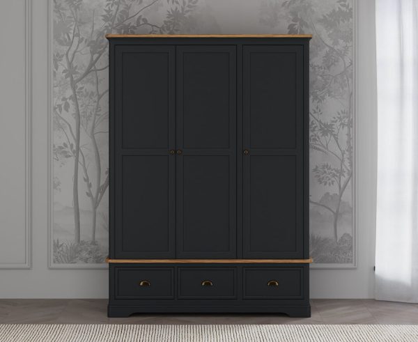 Bridstow Oak and Blue Painted Triple Wardrobe | Bed Sava