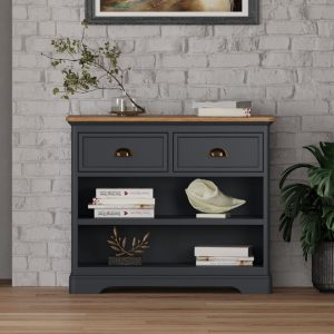 Bridstow Oak and Blue Painted Storage Console Table | Bed Sava