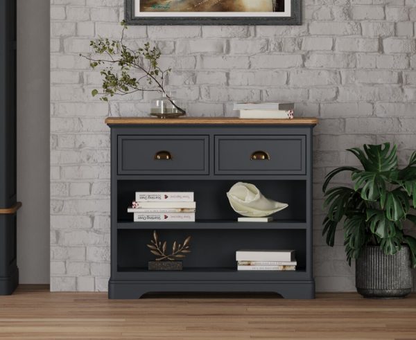 Bridstow Oak and Blue Painted Storage Console Table | Bed Sava