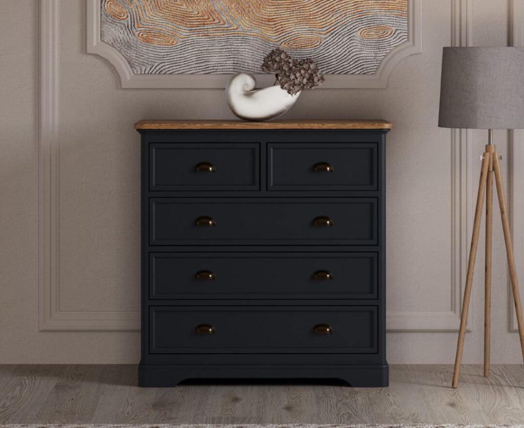 Bridstow Oak and Blue Painted 2 Over 3 Chest of Drawers