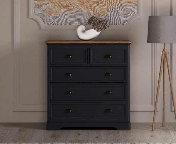 Bridstow Oak and Blue Painted 2 Over 3 Chest of Drawers | Bed Sava