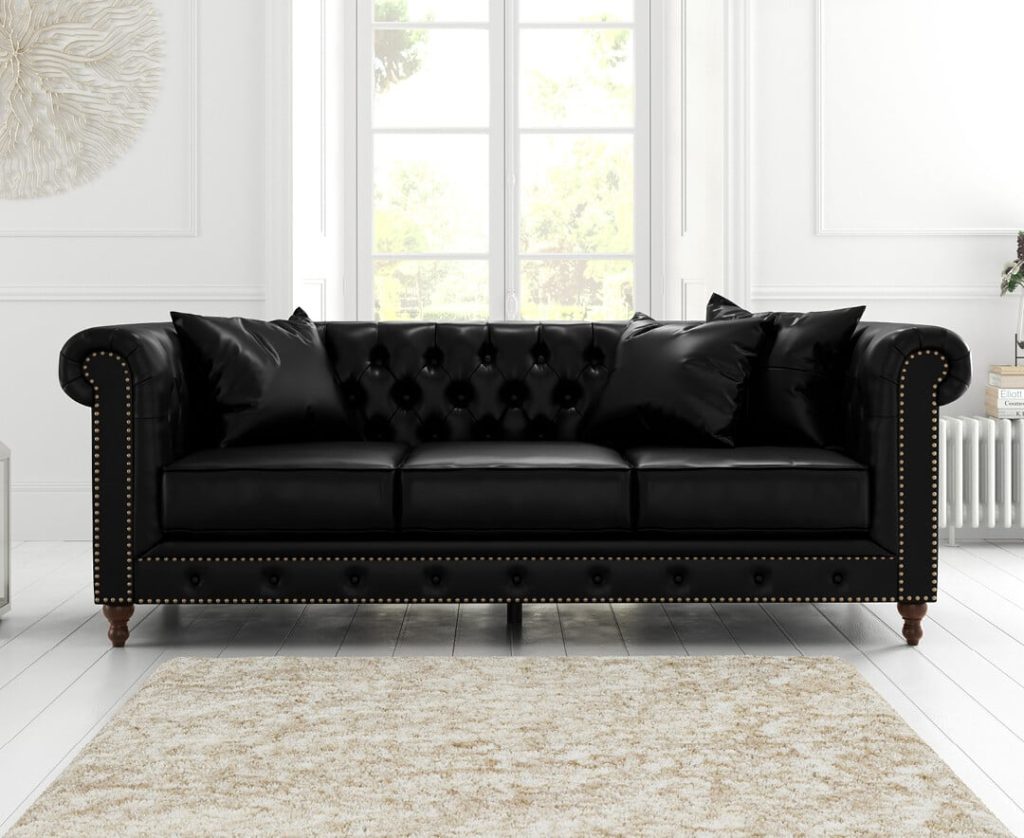 Westminster Chesterfield Black Leather 3 Seater Sofa