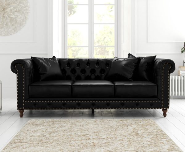 Westminster Chesterfield Black Leather 3 Seater Sofa | Bed Sava