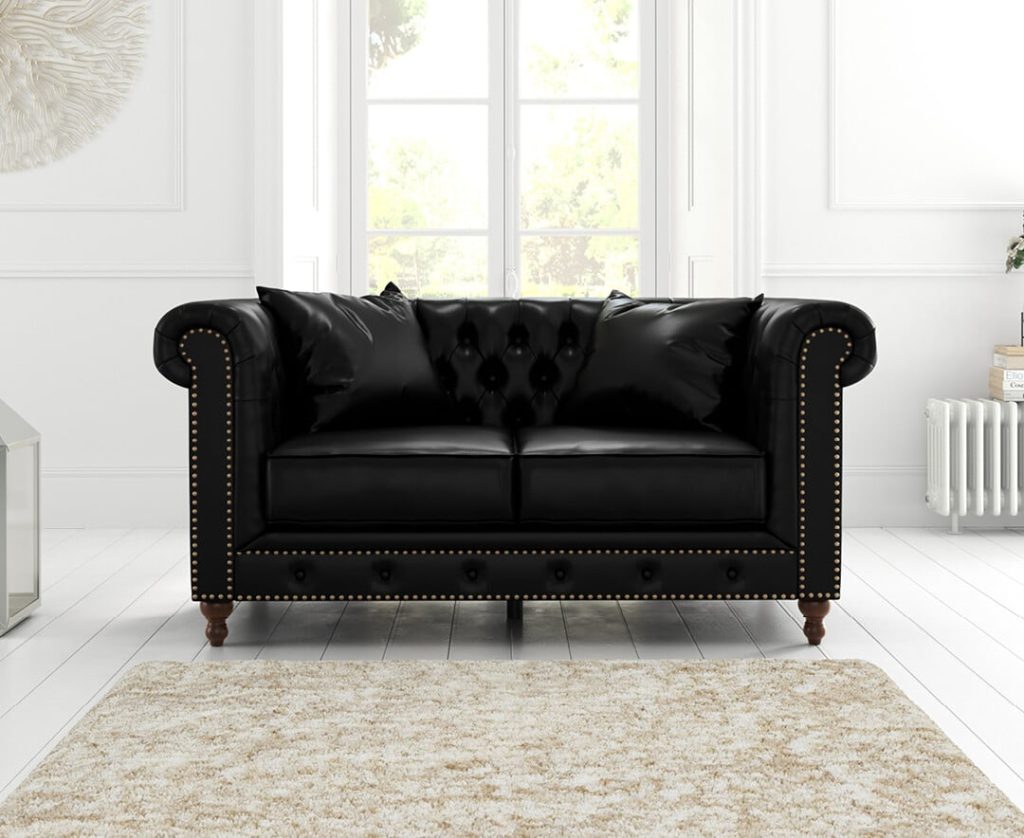 Westminster Chesterfield Black Leather 2 Seater Sofa