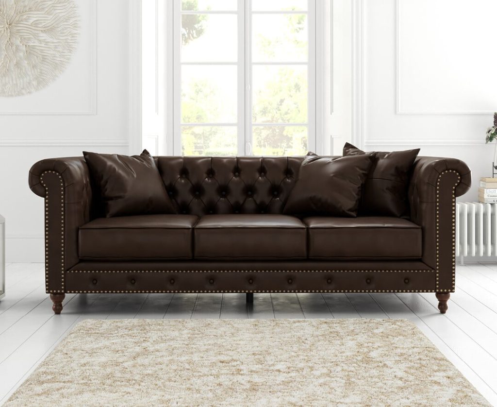 Westminster Chesterfield Brown Leather 3 Seater Sofa