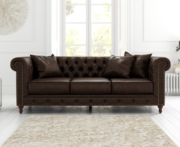 Westminster Chesterfield Brown Leather 3 Seater Sofa | Bed Sava