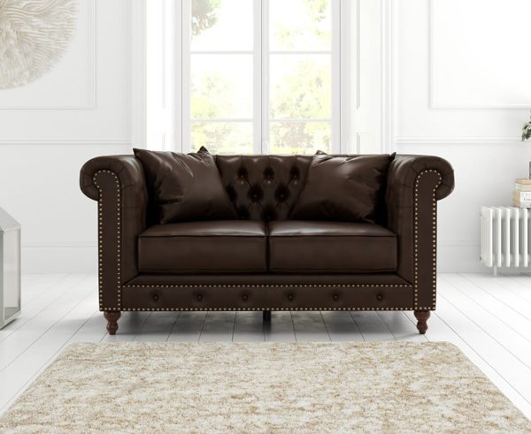 Westminster Chesterfield Brown Leather 2 Seater Sofa | Bed Sava