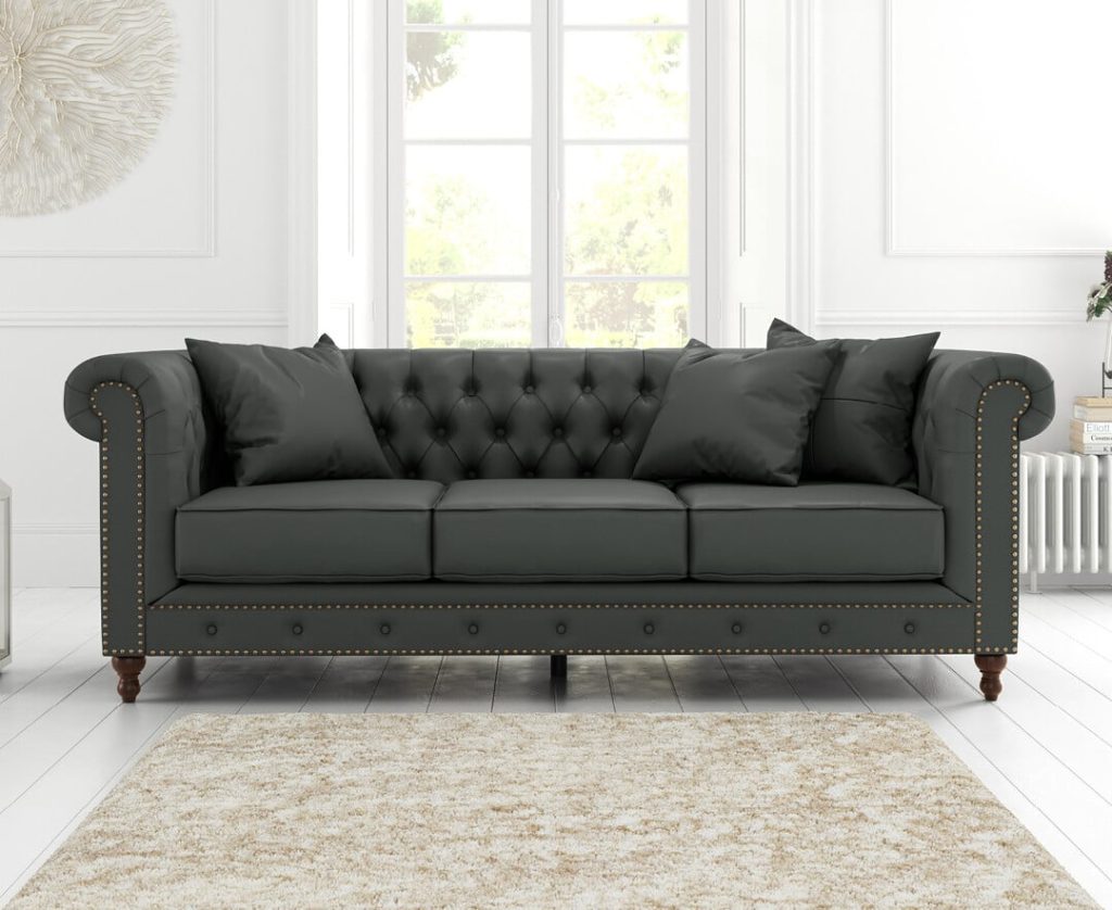 Westminster Chesterfield Grey Leather 3 Seater Sofa