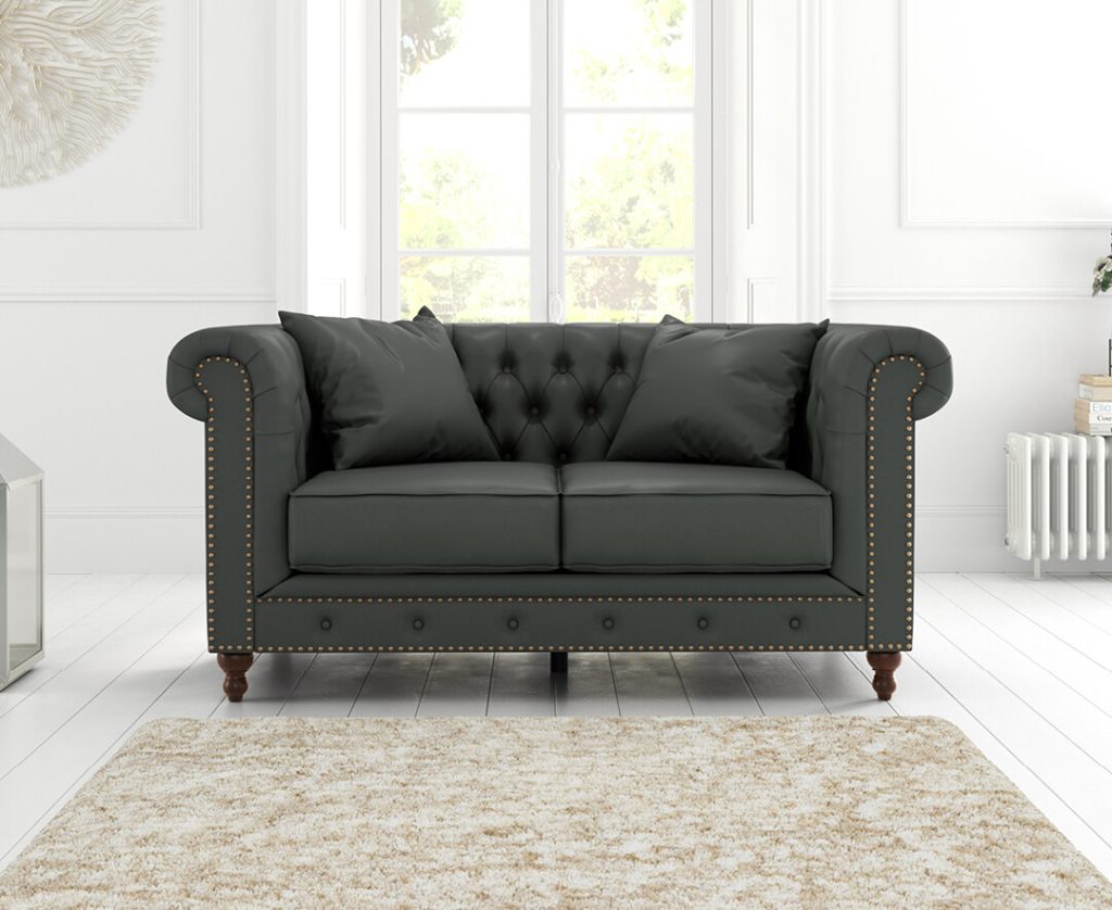 Westminster Chesterfield Grey Leather 2 Seater Sofa