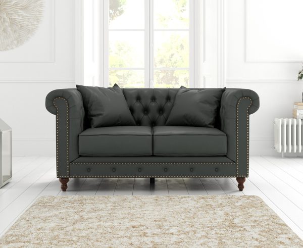 Westminster Chesterfield Grey Leather 2 Seater Sofa | Bed Sava