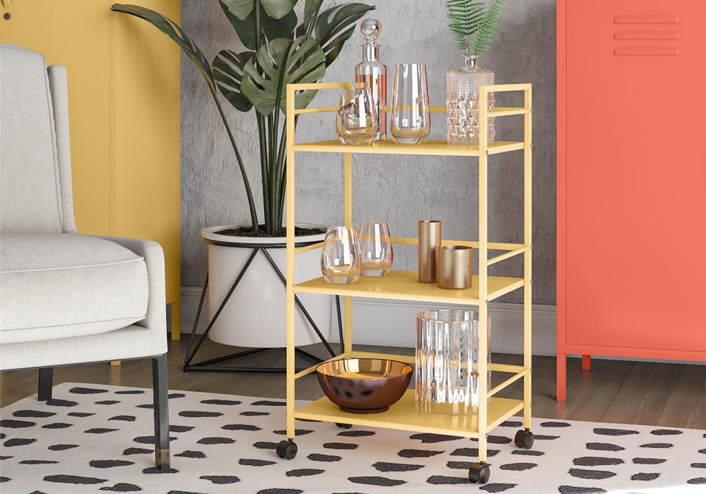 Novogratz Cache Metal Rolling Cart -Yellow