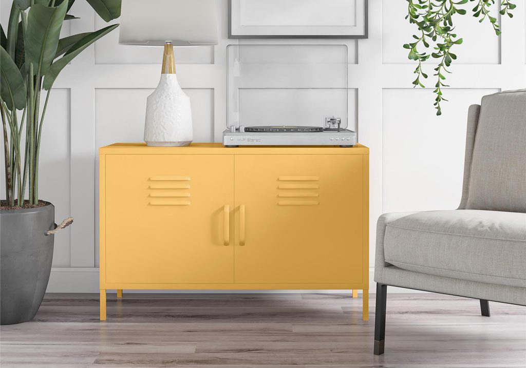 Novogratz Cache 2 Door Metal Locker Accent Cabinet-Yellow