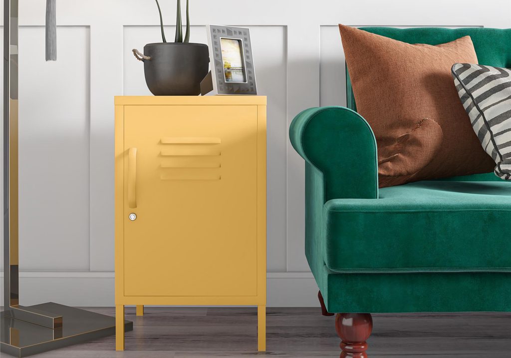 Novogratz Cache Metal Locker End Table-Yellow