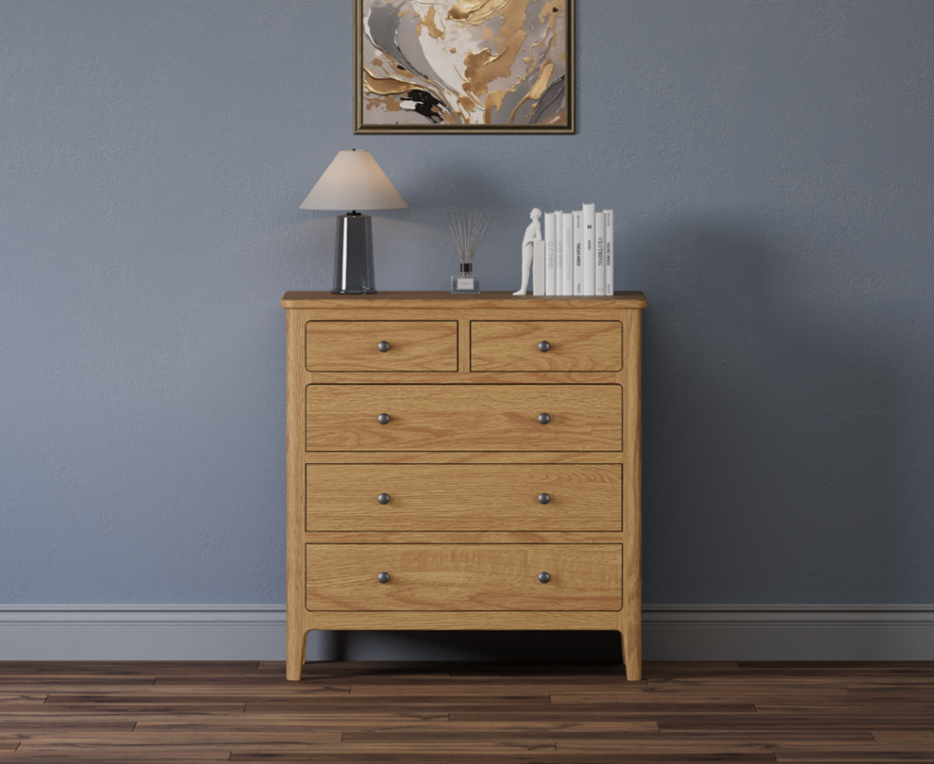 Loxton Solid Oak 2 Over 3 Chest of Drawers