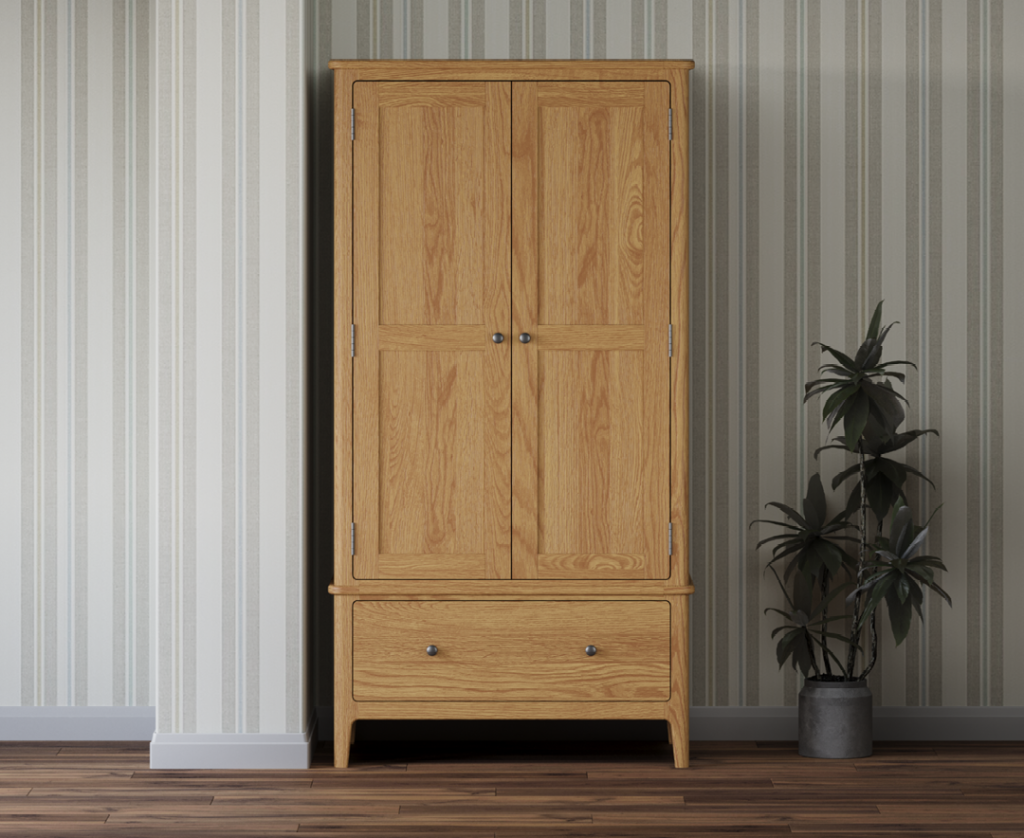 Loxton Solid Oak Double Wardrobe | Bed Sava