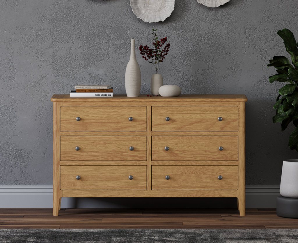 Loxton Solid Oak Wide Chest Of Drawers