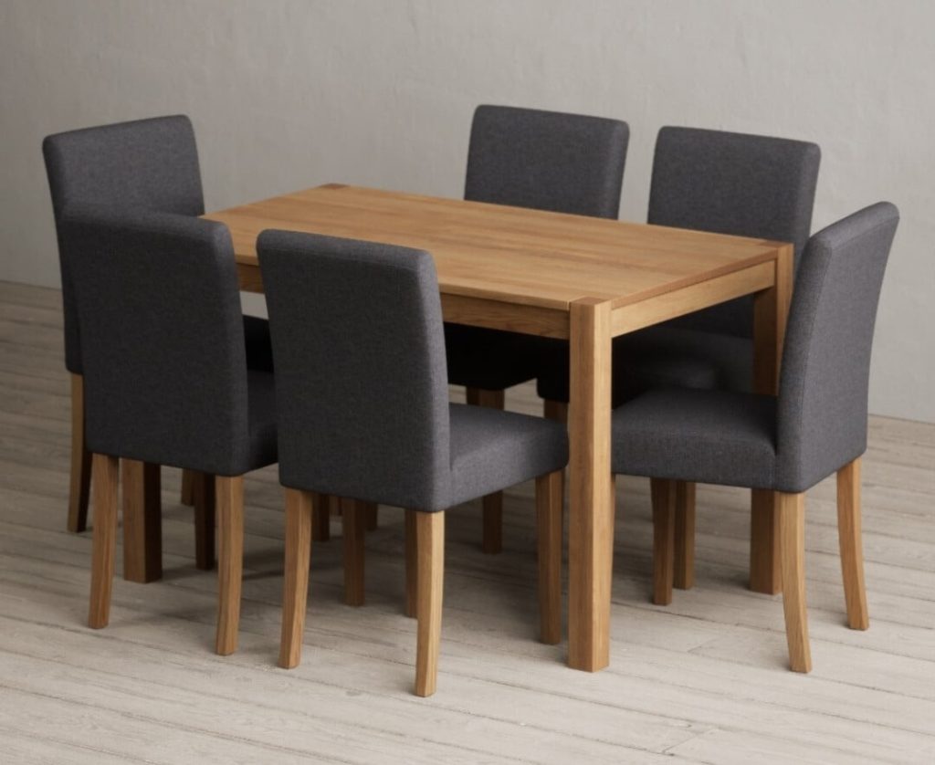 York 120cm Solid Oak Dining Table with 6 Natural Lila Chairs