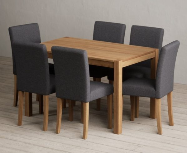 York 120cm Solid Oak Dining Table with 6 Natural Lila Chairs | Bed Sava