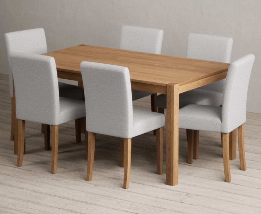 York 150cm Solid Oak Dining Table with 8 Natural Lila Chairs