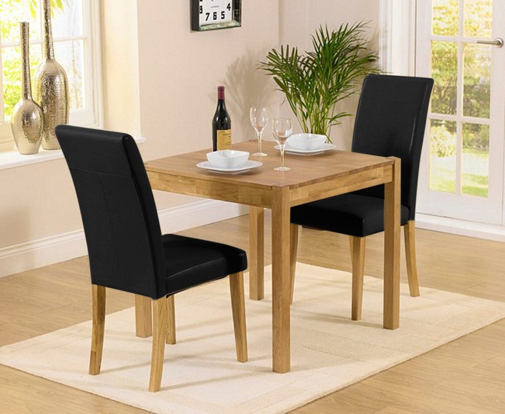 York 80cm Solid Oak Dining Table with 4 Black Olivia Chairs