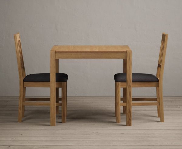 York 80cm Solid Oak Dining Table with 2 Oak York Chairs | Bed Sava