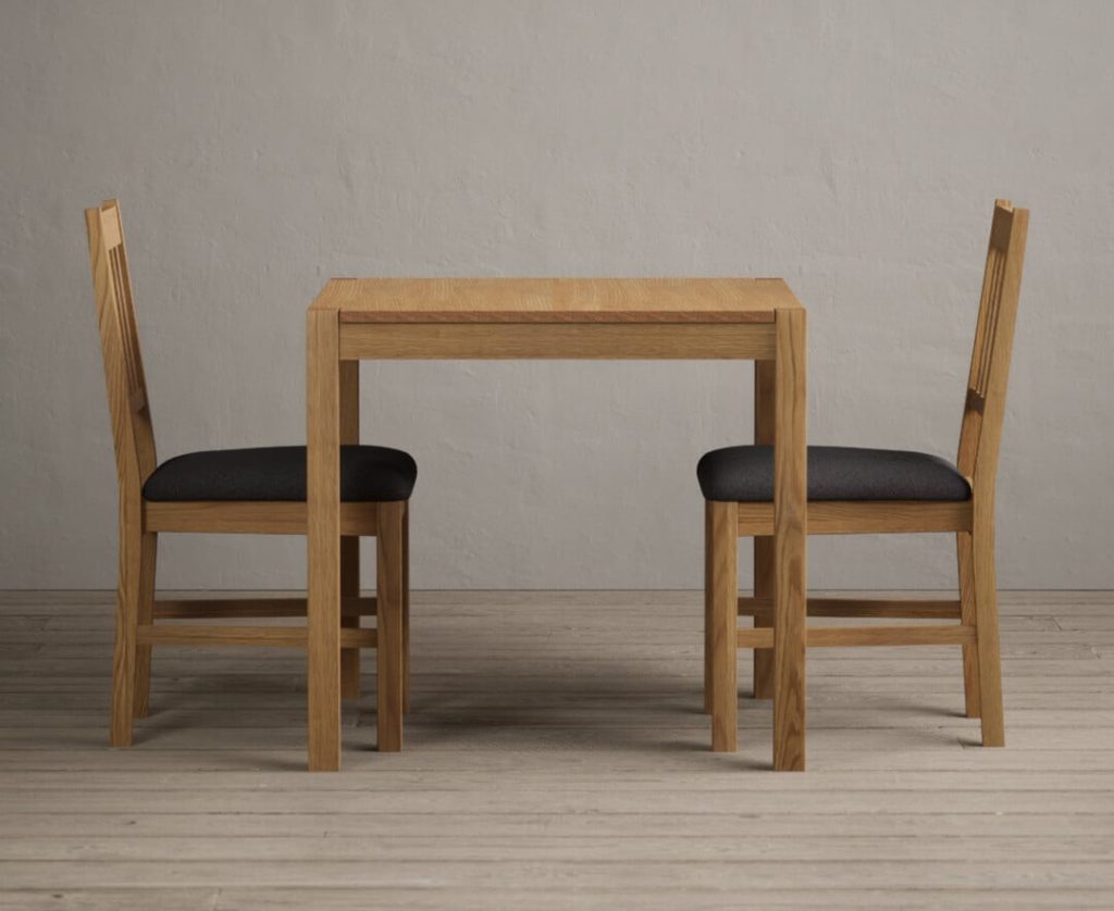 York 80cm Solid Oak Dining Table with 2 Linen York Chairs