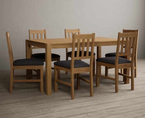 York 150cm Solid Oak Dining Table with 8 Light Grey York Chairs | Bed Sava