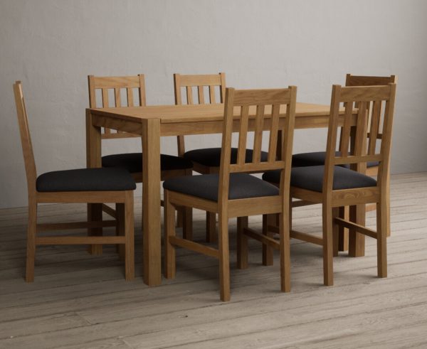 York 120cm Solid Oak Dining Table with 4 Light Grey York Chairs | Bed Sava