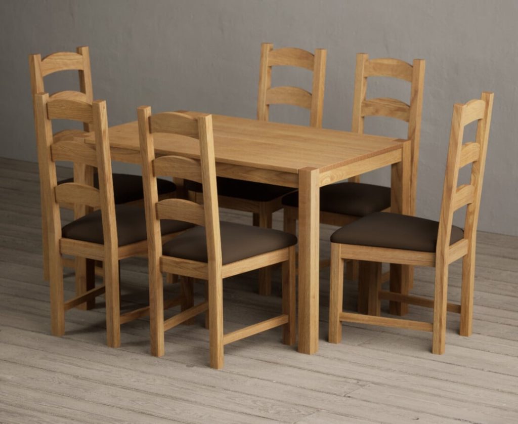 York 120cm Solid Oak Dining Table with 8 Grey Alton Chairs