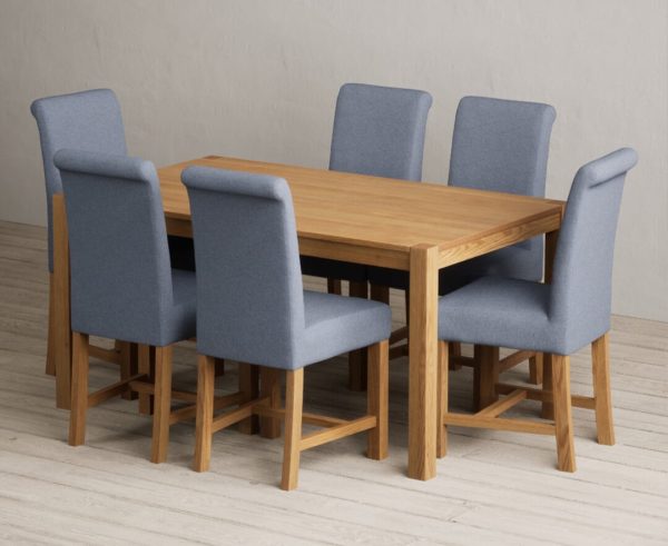 York 150cm Solid Oak Dining Table with 8 Natural Scroll Back Chairs | Bed Sava