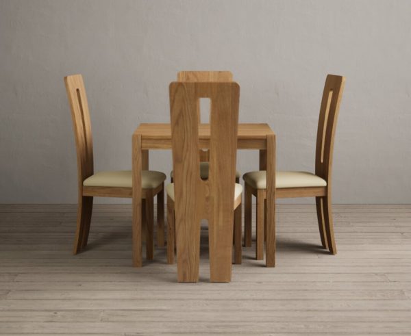 York 80cm Solid Oak Dining Table with 2 Grey Lucca Chairs | Bed Sava