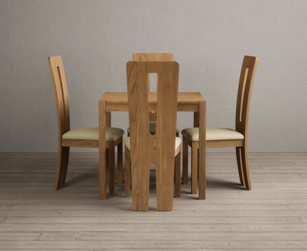 York 80cm Solid Oak Dining Table with 4 Black Lucca Chairs