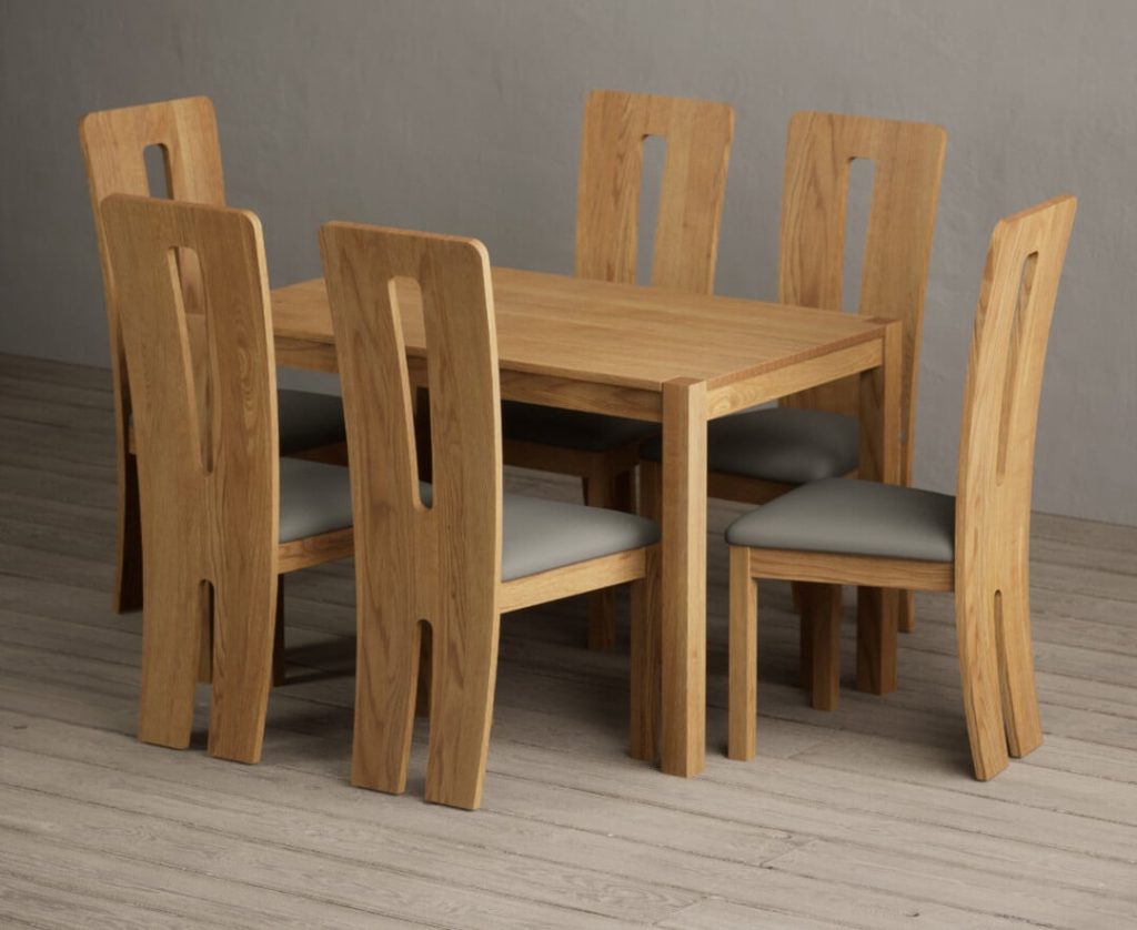 York 120cm Solid Oak Dining Table with 6 Black Lucca Chairs