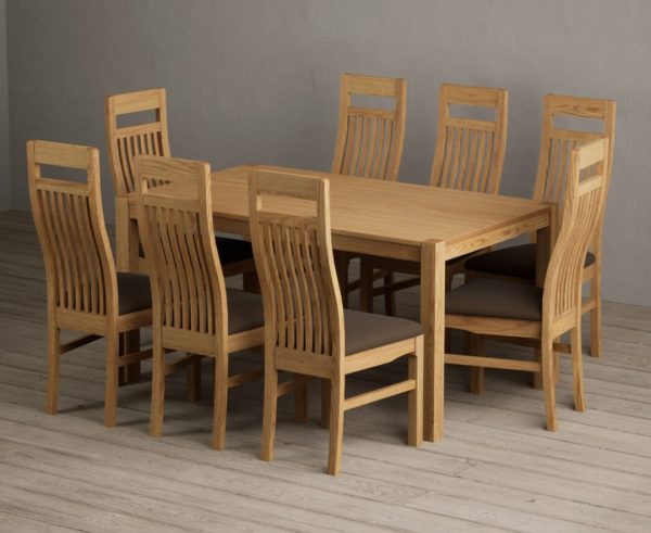 York 150cm Solid Oak Dining Table with 6 Grey Chairs | Bed Sava
