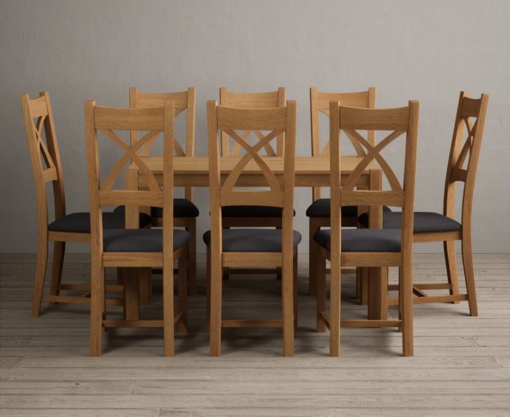 York 150cm Solid Oak Dining Table with 8 Oak Natural Chairs