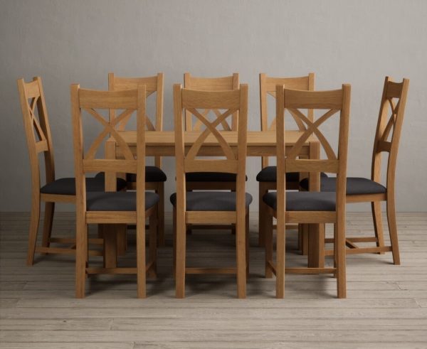 York 150cm Solid Oak Dining Table with 6 Linen Natural Solid Oak Chairs | Bed Sava