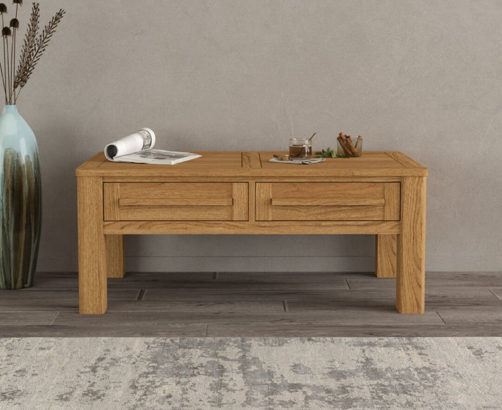 Eclipse Solid Oak 4 Drawer Compact Coffee Table