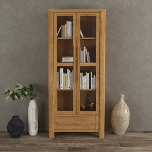 Eclipse Solid Oak Glazed Display Cabinet | Bed Sava