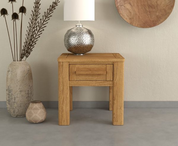 Eclipse Solid Oak Lamp Table | Bed Sava