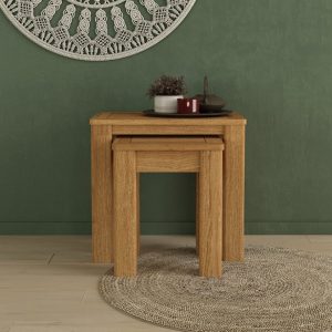 Eclipse Solid Oak Nest Of Tables | Bed Sava