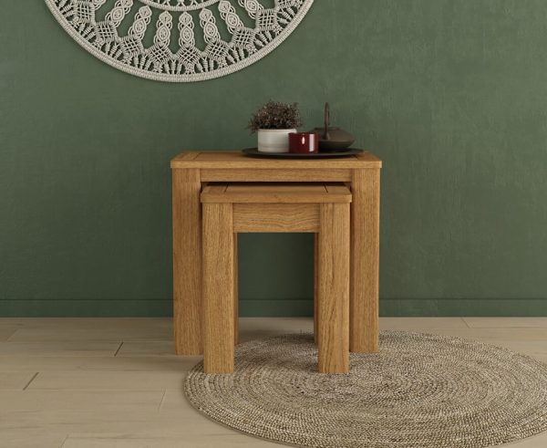 Eclipse Solid Oak Nest Of Tables | Bed Sava
