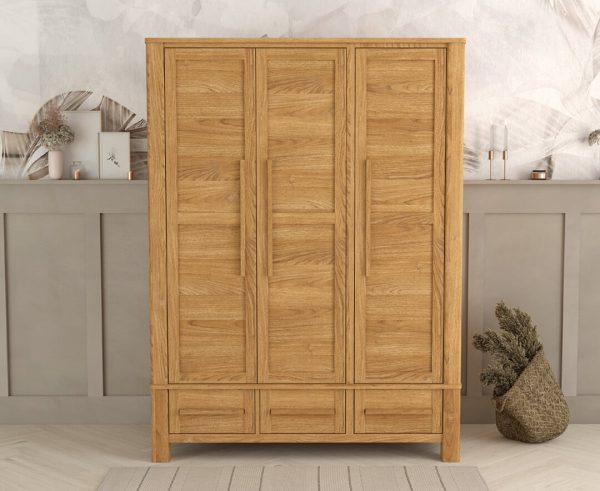 Eclipse Solid Oak Triple Wardrobe | Bed Sava